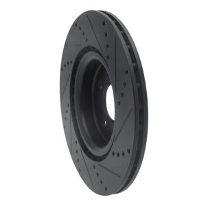 Mini Cooper Brake Rotor (1) - Front Left - R1 Concepts - Drilled & Slotted - Black - `09-`14